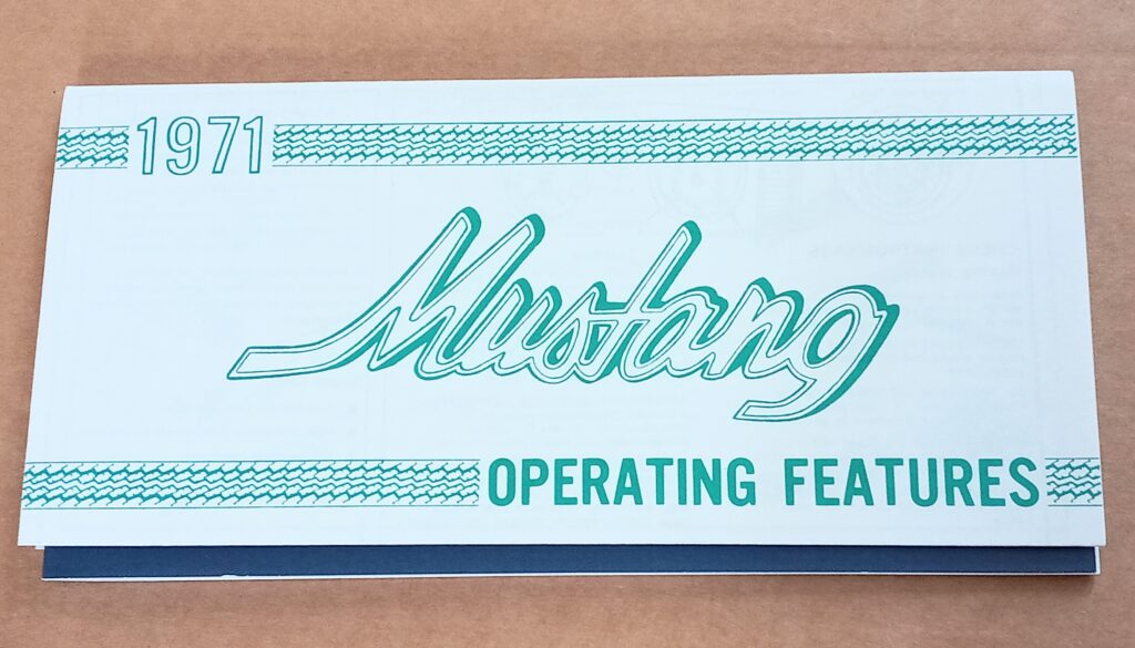 1971 Mustang Owners Manual