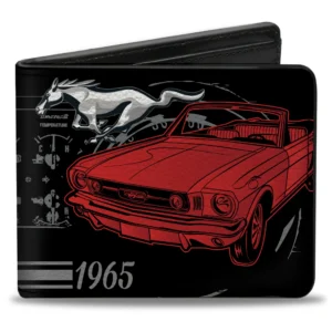 Leather style PU wallet 1965 Ford Mustang classic vintage billfold