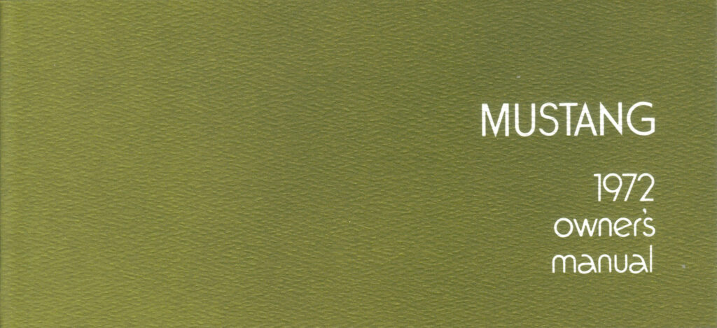 1972 Mustang Owners Manual
