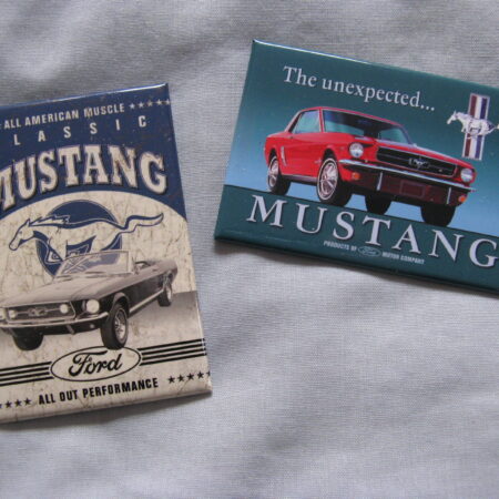 2 Mustang fridge magnets